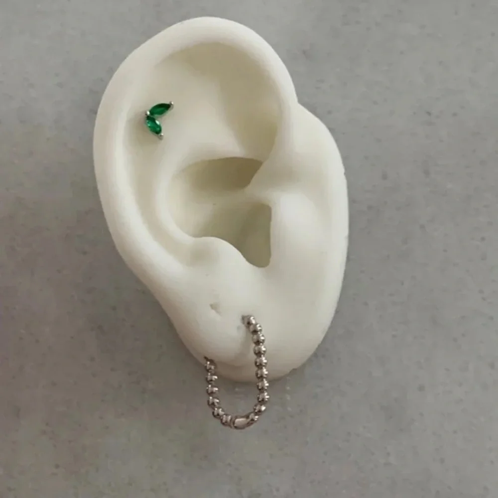 COPY - Beaded silver earrings - Picture 3 of 4